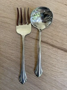 FORK &  LADLE SEVING SET Oneida Stainless Steel REMBRANDT Distinction DELUXE - Picture 1 of 5