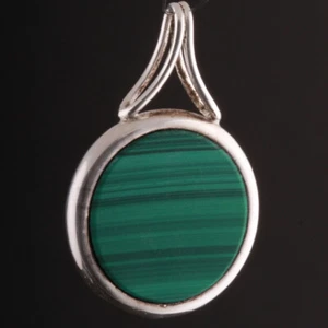 Arne Johansen Sterling Pendant with Malachite. Silver. MADE IN DENMARK. RARE! - Picture 1 of 4