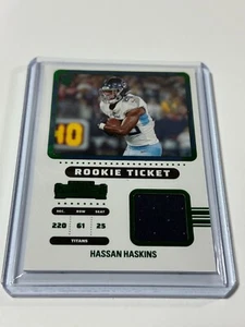 Hassan Haskins RC 2022 Contenders Rookie Ticket Patch RTS-HHA Titans Green Foil - Picture 1 of 2