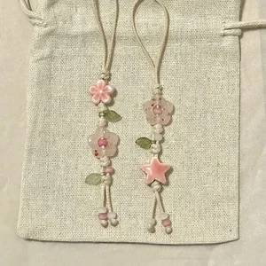 Cute Star Flower Ceramic Beaded Phone Lanyard Bag Decoration Fashion Keychain_W - Picture 1 of 19