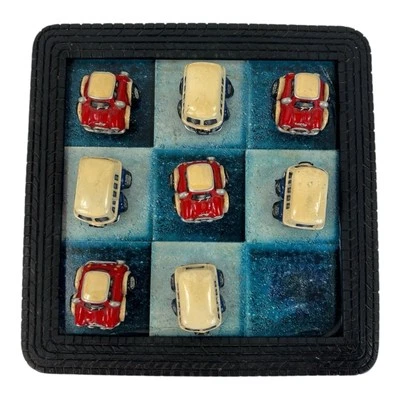 Tic Tac Toe VW Mini Camper Van Cars Unique Rare Small Figures Board Game Used - Image 1 of 4