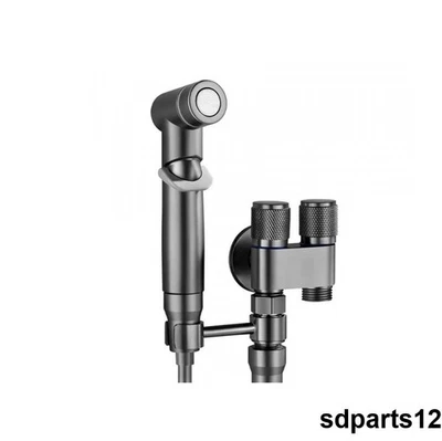 Kit Douche Hygiénique Graphite Gris Douchette Bidet WC Toilette Robinet Double - Photo 1/4