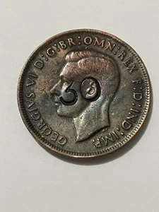 👀AUSTRALIAN 1944 PENNY COIN ENCARVED 30 ANTIQUE COIN ART 👀 - Picture 1 of 2