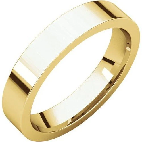 4mm 14K Solid Yellow Gold Plain Flat Comfort Fit Wedding Band Ring New All Sizes - Image 1 of 1