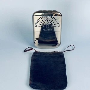 VINTAGE PEACOCK HANDWARMER JAPAN IN VELVET MATERIAL POUCH - Picture 1 of 8