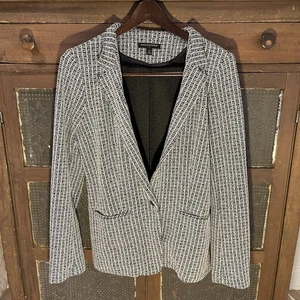 Banana Republic Damen M Strick Blazer Fischgrät schwarz/weiß langarm klassisch  - Bild 1 von 11