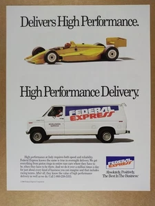 1990 Federal Express FedEx delivery van photo vintage print Ad - Picture 1 of 1