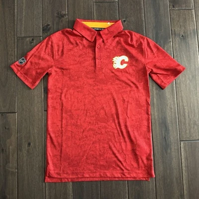 Calgary Flames Fanatics NHL Red Jacquard Athletic Polo Men’s S NWOT - Image 1 of 4