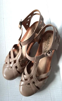 Женские желтовато-коричневые кожаные сандалии Cobb Hill размер 8 М с закрытым круглым носком и пряжкой - Изображение 1 из 4