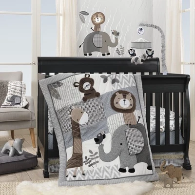 Lambs & Ivy Urban Jungle 4-Piece Crib Bedding Set - Gray, Brown, White, Jungle - Image 1 of 4