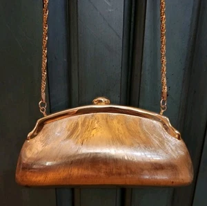Walborg Gold Tone Hard Shell Evening Clutch Shoulder Bag Made in Italy - Picture 1 of 13