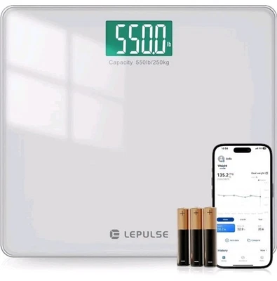 LEPULSE 550lb Bathroom Digital Scale for Body Weight BMI, Extra Wide Platform... - Image 1 of 4