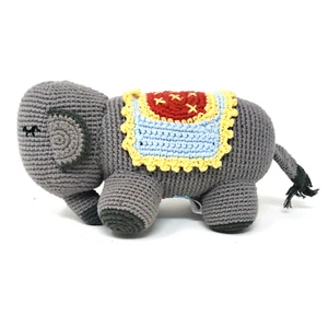 AMIGURUMI GEHÄKELT Elefant weiches Baby Spielzeug Puppe Stofftier BAUMWOLLE Handarbeit 11 Zoll - Bild 1 von 12