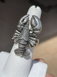 Superb Sterling Silver Ring, LG Detailed Lobster , by Som's, sz 8 - 12 adjustabl