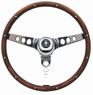 Ford Mustang 1965-91 13,5" clásico madera grano cromo acero volante ¡Nuevo! Foto 1 de 2