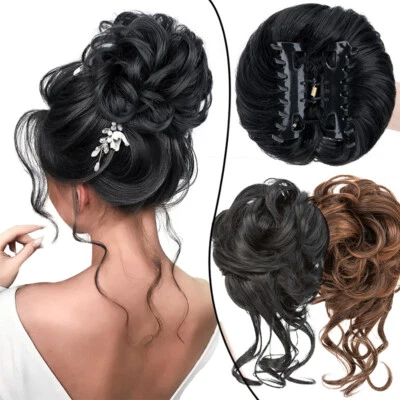 Clip de garra de mandíbula natural 100 % grueso en moños de cabello rizado desordenado piezas Updo Balayage Foto 1 de 4