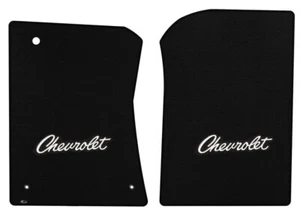 NEW! BLACK FLOOR MATS 1967-1970 Chevy Pickup Truck C10 K10 Embroidered Script - Picture 1 of 8