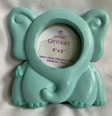 2" x 2"  HAND PAINTED  ELEPHANT  *  CHILD's ANIMAL  PICTURE PHOTO FRAME  *  NEW - Image 1 of 2