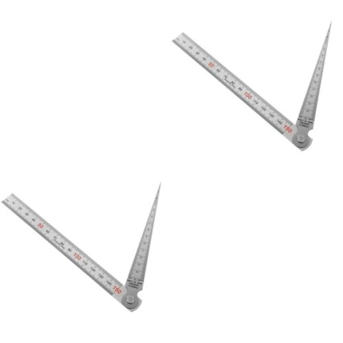 2 Sets Stainless Steel Gauge Straight Ruler Measure Tools Measuring