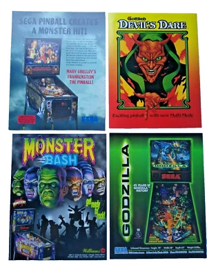 Máquina de 4 PINBALL VOLADORES Monster Bash Godzilla Devils Dare Frankenstein Horror Foto 1 de 3