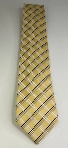 Geoffrey Beene Men’s 100% Silk Yellow Gold Black Striped Tie - Picture 1 of 5