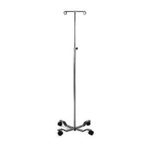 Rolling 2-Hook 4-Leg Chrome Plated IV Stand Pole Wheeled I V Poles I.V. Cart