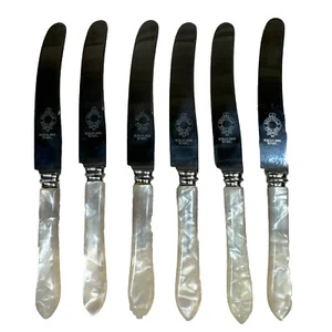 Sheffield England Butter Knife Knives Pearl Handles Set Of 6 Atkinson Bros *Read - Picture 1 of 10