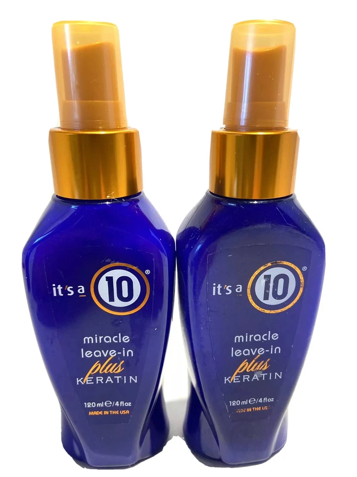 2 its a 10 miracle leave in plus keratin 4oz ea spray scuffed bottles - Image 1 of 1