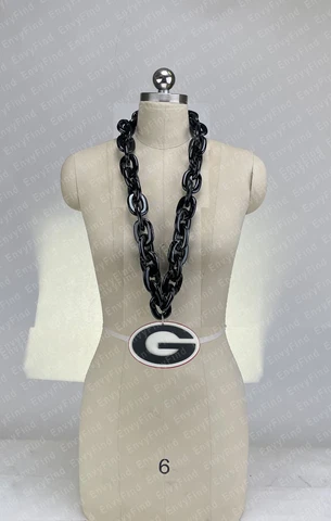 New U of Georgia Bulldogs Dawgs Jumbo Black Big Fan Chain Necklace Foam MI USA Cover