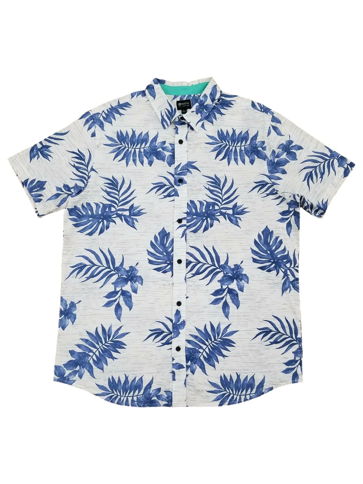 Matix Mens White Palm Tropical Hawaiian Short Sleeve Button-Up Woven Shirt L - Image 1 of 1