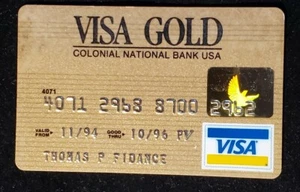 Colonial National Bank Visa Gold credit card exp 1996. Ourvcc1143 - Picture 1 of 2