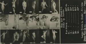 NUDE VINTAGE CONTACT SHEET W/ PRICE LIST MATTED 3X5.75 - Picture 1 of 3