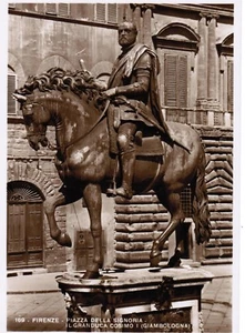 Postcard Firenze Piazza della Signoria Il Granduca Cosimo I Italy Sepia RPPC - Picture 1 of 2