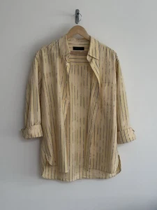 Allsaints “Crema” Oversized Long Sleeved Shirt Yellow Stripes Large Relaxed /XL - Picture 1 of 12