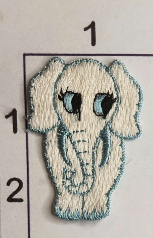 Blue White Baby Elephant Patch Embroidered Sew On Applique - Image 1 of 1