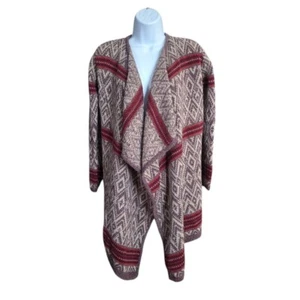 Ruby Moon Womens Wool Aztec Fair Isle Wrap Sweater S Open Front Rustic Cabincore - Picture 1 of 18