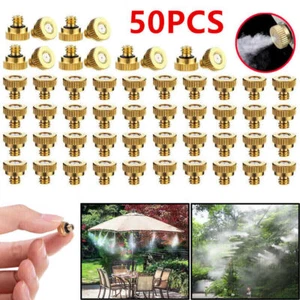 50X Brass Misting Nozzles Mister Sprinkler Outdoor Cooling System Garden Sprayer - Picture 1 of 23