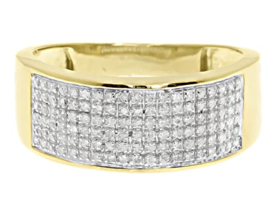 Anillo de oro amarillo de 10 k para hombre pavé redondo diamante 9 mm boda moda 0,35 quilates Foto 1 de 4