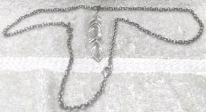 Montana Silversmiths 3 Piece Dangle Feathers Engraved Pendant Long Silver Chain - Picture 1 of 13