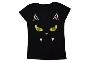 Made Right Youth Girls Spooky Trick Or Treat Halloween Black Cat Shirt New XS-M - Picture 1 of 5