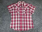 Cumberland Outfitters Shirt Womens Extra Large Pink Plaid Pearl Snap Western