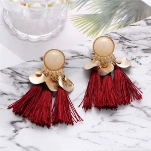 Impresionantes Pendientes de Gota de Borla Rojo Perla Vestido Moda Damas Joyería - Imagen 1 de 9