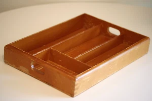 Vintage Wood Drawer Tray Divider OFFICE Kitchen Organizer, Dove Tail ROMANIA - Picture 1 of 10