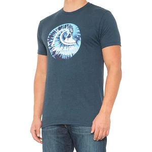 Quiksilver Men's S Tee T-Shirt Short Sleeve Blue Tie Dye Wave Print - Picture 1 of 1