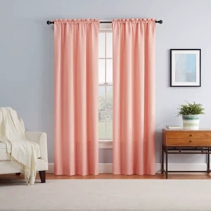 Eclipse Braxton Blackout Single Rod Pocket Curtain Panel Coral Pink 42" x 84" - Picture 1 of 9