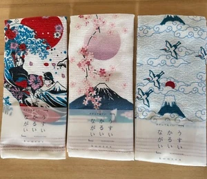 3Set Japanese Tenugui Towel Imabari Cotton Gauze Face Towels Sashiko Mt.Fuji  - Picture 1 of 8