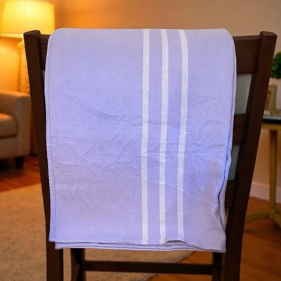 Pottery Barn Kids Blanket Lavender French Stripe 86x86 Acrylic Soft Throw HTF - Image 1 of 4