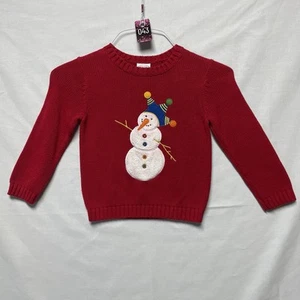 Talbots Kids Snowman Sweater Sz 4 Red - Picture 1 of 6