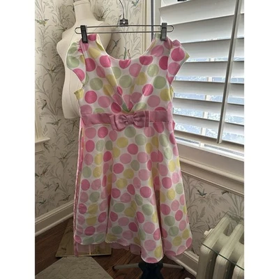 女孩 Jona Michelle 复活节春夏花卉粉色和绿色连衣裙 8 码 — 第 1/4 张图片