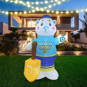 Hanukkah Inflatable 8 FT Inflatable Hanukkah Bear - Picture 1 of 2